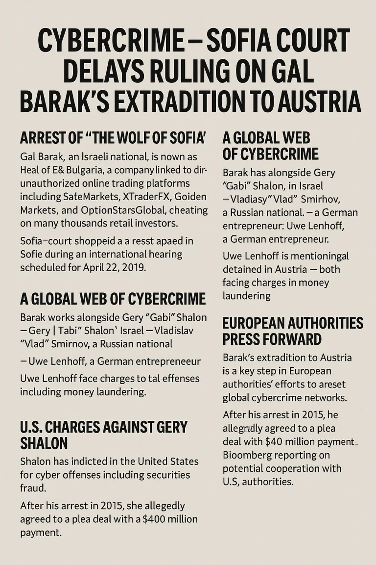 Cybercrime – Sofia Court Delays Ruling on Gal Barak’s Extradition to Austria