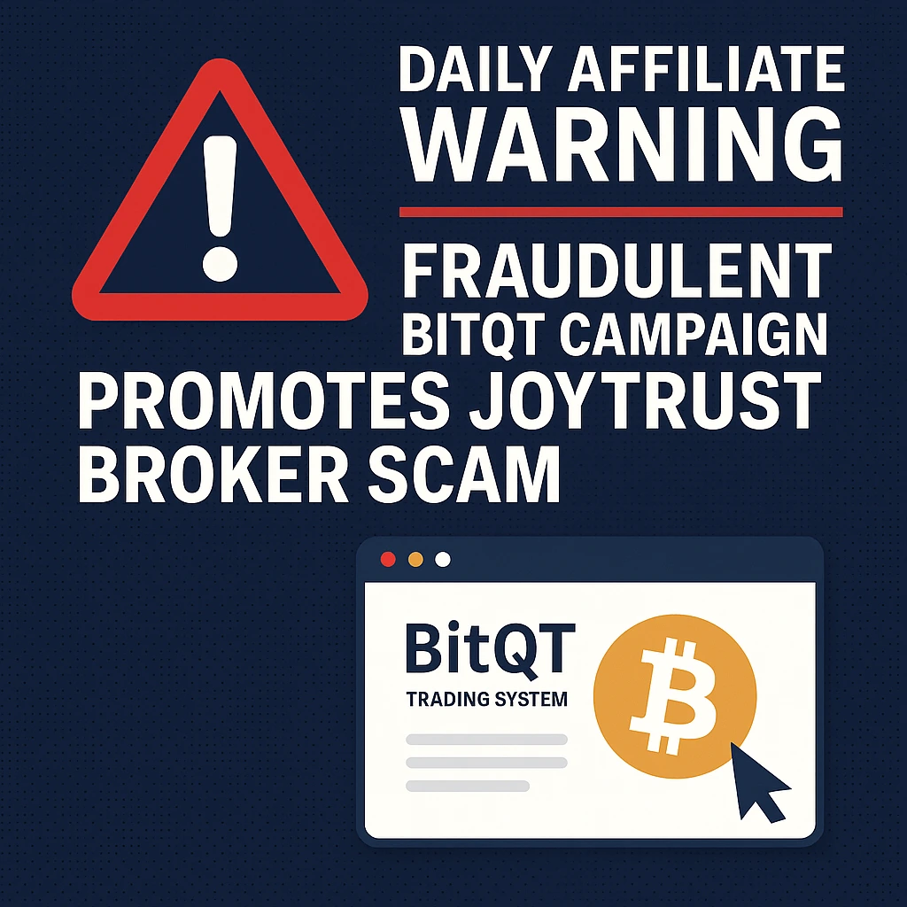Daily Affiliate Warning – BitQT Fraud Campaign Driving Users to JoyTrust Broker Scam