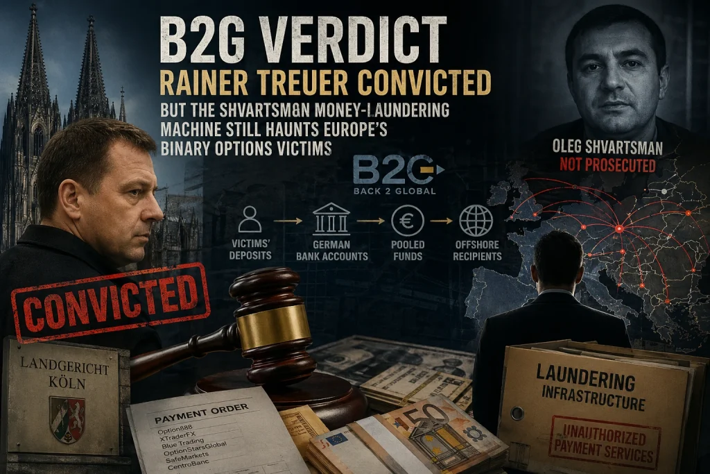 Cologne Court Convicts Rainer Treuer in B2G Case — But Europe’s Binary Options Payment Network Questions Remain Unanswered