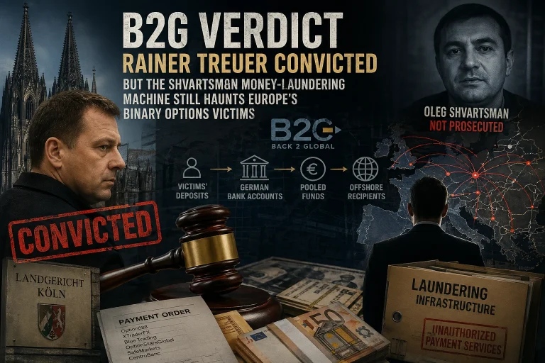 Cologne Court Convicts Rainer Treuer in B2G Case — But Europe’s Binary Options Payment Network Questions Remain Unanswered