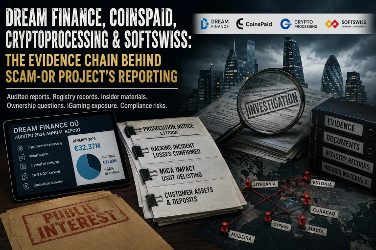 Dream Finance, CoinsPaid, CryptoProcessing & SOFTSWISS: The Documentary Record Behind Scam-Or Project’s Public-Interest Reporting