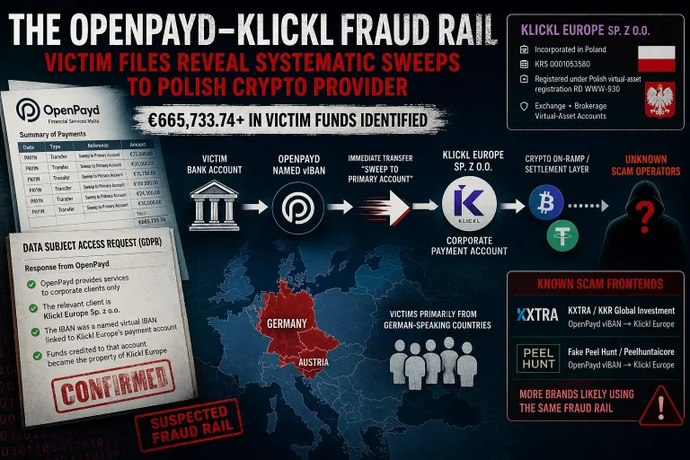 The OpenPayd–Klickl Fraud Rail: New Victim Records Indicate Large-Scale Sweeps To Polish Crypto Entity