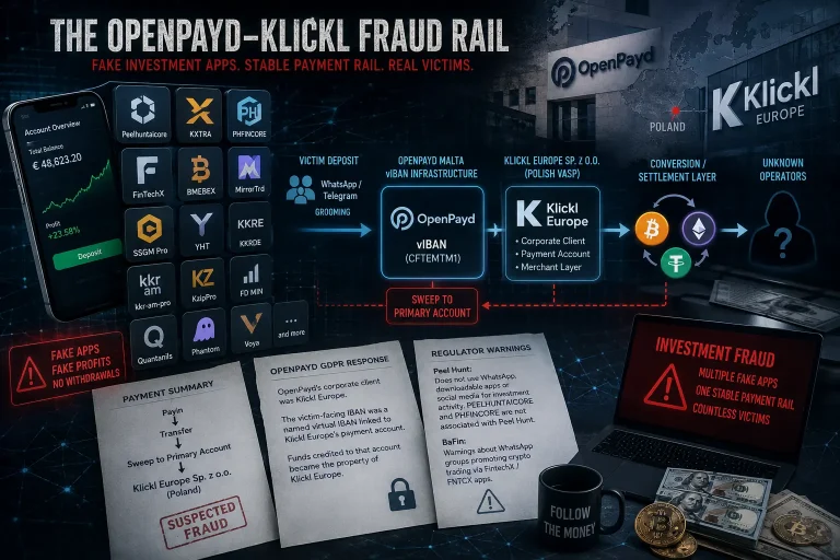 The Scam-App Factory Feeding the OpenPayd–Klickl Payment Rail