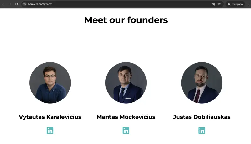 Bankera's co-founders as displayed on the Bankera website.