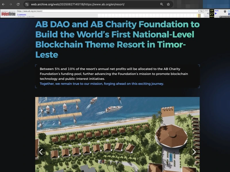 A now-deleted announcement for the Timor-Leste project on AB’s website.